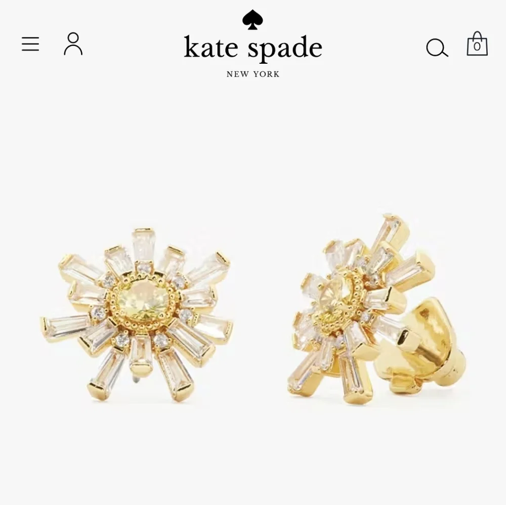 NWT Kate Spade Sunny Studs - Gold/Clear/Yellow
